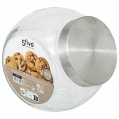 Opbevaringsdåser>Glasbeholder med låg i rustfrit stål 2,1L