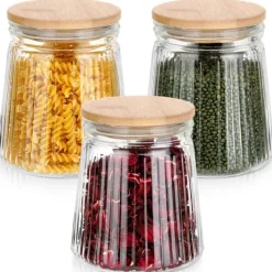 Opbevaringsdåser>Glasbeholdere til løse produkter med låg og forsegling 700 ml 3 stk.