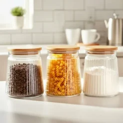 Opbevaringsdåser>Glasbeholdere til løse produkter med låg og forsegling 700 ml 3 stk.