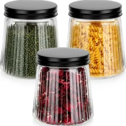 Glasbeholdere til løse produkter med låg 700 ml 3 stk. Discount