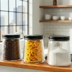 Glasbeholdere til løse produkter med låg 700 ml 3 stk. Discount