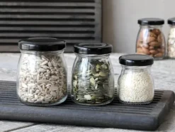 Chic Antique Opbevaringsdåser>Glasburk m svarta lock 3-pack