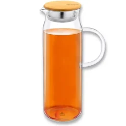 Glaskande med bambuslåg WILMAX høj 1,5L til drikkevarer, vand, juice Discount