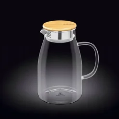 Glaskande til drikkevarer med bambuslåg Wilmax 1,9L Clearance