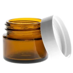Opbevaringsdåser>Glaskrukke, kapacitet 15 ml, brun, med hvid PP-låg x5