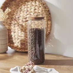 Opbevaringsdåser>Glaskrukke med akacielåg 27,5 cm