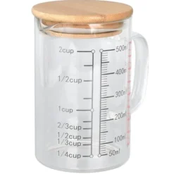 Glasmätkopp V-format munstycke Klarskala Komfortabelt grepp Borosilikatglas kaffekoppar 500 ml Sale