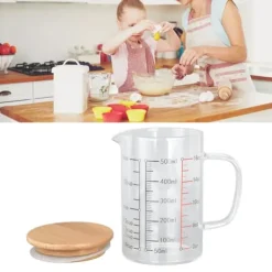 Glasmätkopp V-format munstycke Klarskala Komfortabelt grepp Borosilikatglas kaffekoppar 500 ml Sale