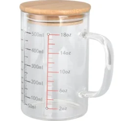 Glasmätkopp V-format munstycke Klarskala Komfortabelt grepp Borosilikatglas kaffekoppar 500 ml Sale