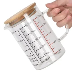 Glasmätkopp V-format munstycke Klarskala Komfortabelt grepp Borosilikatglas kaffekoppar 500 ml Sale