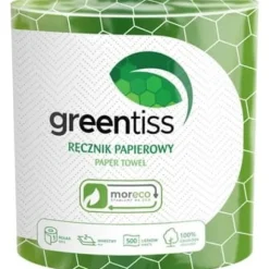 Aftørringspapir>GREENTISS Papirhåndklæde 1 rulle 500 ark 2-lags