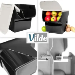 Grøntsags- og frugtbeholder med låg, 13 l, askegrå Outlet