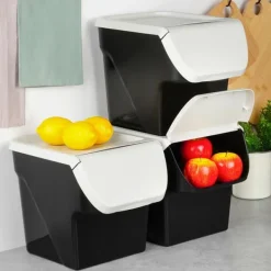 Grøntsags- og frugtbeholder med låg, 13 l, askegrå Outlet