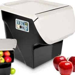 Grøntsags- og frugtbeholder med låg, 13 l, askegrå Outlet