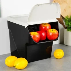 Grøntsags- og frugtbeholder med låg, 13 l, askegrå Outlet