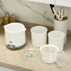 Græsk yoghurtmaskine, 1,5 liter med 2 glaskrukker og si, 20 W, til 3-5 personer, hvid Sale