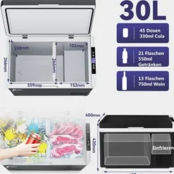 Hcalory Elektrisk køleboks, Kompressor Køleskab Mini, Kapacitet: 30L, 12V/24V 110-240V Hot