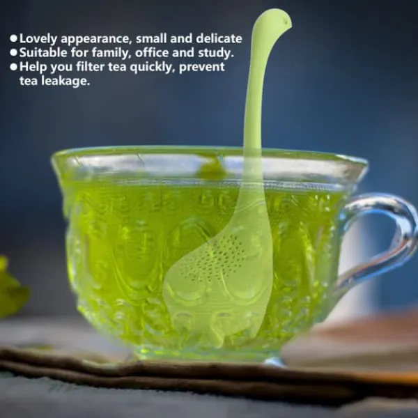 Tefiltre>Hjemmekontor Løsebladste Infuser Stejlere Sød Form Silikone Tebladsi Filtertilbehør Grøn