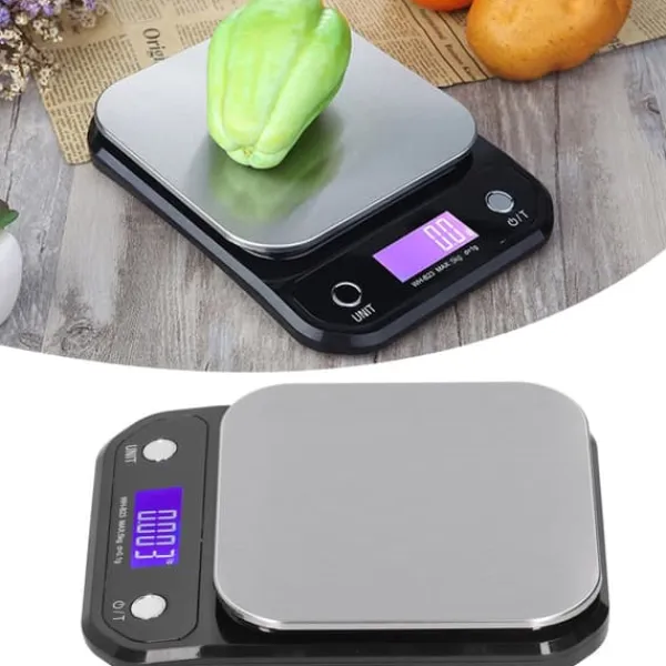 Køkkenvægte>Højpræcisions digital vægt Bærbar elektronisk køkkenvægt Madmålingsværktøj (5 kg/0,1 g)