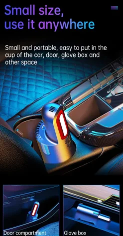 Håndholdt støvsuger til bilen, genopladelig med LED Hot