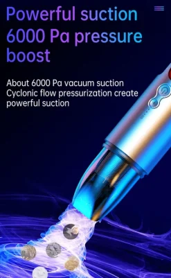 Håndholdt støvsuger til bilen, genopladelig med LED Hot