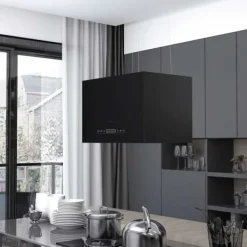 Hængende ø-emhætte med touchsensor og LED-lamper - Pulverlakeret stål | Størrelse: 55 cm Online