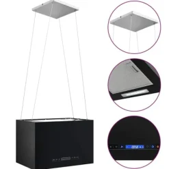 Hængende ø-emhætte med touchsensor og LED-lamper - Pulverlakeret stål | Størrelse: 55 cm Online