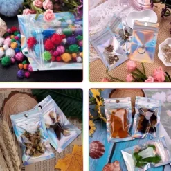 Holografiske poser, holografiske lynlåsposer, 100 lynlåsposer af aluminiumsfolie, genlukkelige flade aluminiumsfolieposer, metalliske poser til festg | CDON Hot