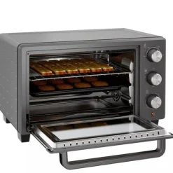 Grill-Ovne & Ovn Med Roterende Stegespyd>HOMCOM miniovn 21L, 1400W, rustfrit stål, grå - justerbar temperatur og timer til alsidig madlavning