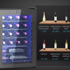 HOMCOM Vinkøleskab til 20 flasker - 53L, 5-18°C kompressorkøler med UV-glasdør, LED-lys. Sort metal Discount