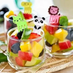 Home tegneserie frugtgaffelsæt - 50 dele søde dyreformede bentobokse til børn Sale