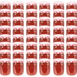 Honningkrukker>Honningkrukker - Living syltetøjsglas 48 stk. med hvide og røde låg 230 ml