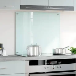 Hærdet glas stænkplade 70x60 cm | Farve: Hvid | Varmebestandig og ridsefast Clearance