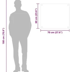 Hærdet glas stænkplade 70x60 cm | Farve: Hvid | Varmebestandig og ridsefast Clearance