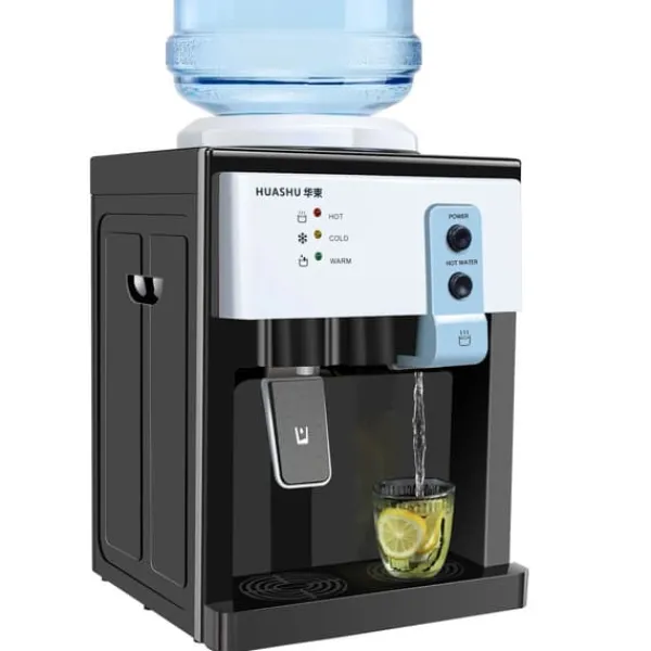 HS-09 vanddispenser til varmt & koldt vand, fritstående topbetjent model, til hjem/kontor, sort New