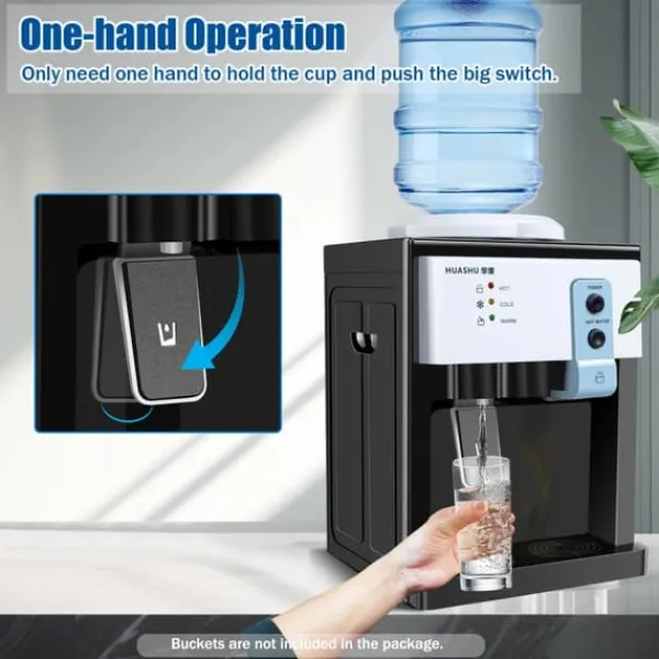 HS-09 vanddispenser til varmt & koldt vand, fritstående topbetjent model, til hjem/kontor, sort New