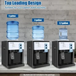 HS-09 vanddispenser til varmt & koldt vand, fritstående topbetjent model, til hjem/kontor, sort New