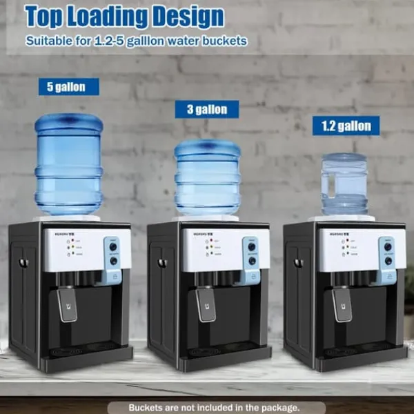 HS-09 vanddispenser til varmt & koldt vand, fritstående topbetjent model, til hjem/kontor, sort New