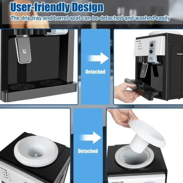 HS-09 vanddispenser til varmt & koldt vand, fritstående topbetjent model, til hjem/kontor, sort New