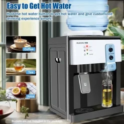 HS-09 vanddispenser til varmt & koldt vand, fritstående topbetjent model, til hjem/kontor, sort New