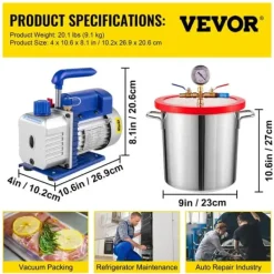 HVAC Vakuum Pumpe, 4CFM, Vakuumkammer Degasserings Kit, , 3 Gallon 1 Stage New