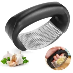 Hvidløgspresse i stål - Hvidløgspressehåndtag - Sort Discount