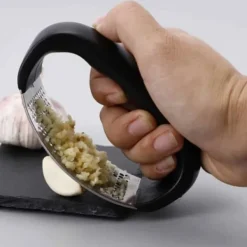 Hvidløgspresse i stål - Hvidløgspressehåndtag - Sort Discount