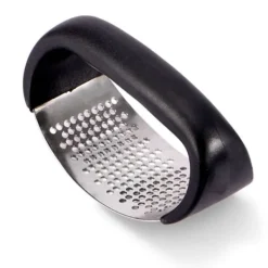 Hvidløgspressere>hvidløgspresser i rustfrit stål med sort håndtag til køkken