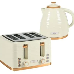 2-i-1 brødrister og kedelsæt – 7 ristetilstande, optøning og genopvarmning, beige Online