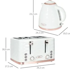 Brødristere, Raclettegrills Og Sandwichtoastere>2-i-1 brødrister og kedelsæt, 7 ristetilstande, optøning og genopvarmning, cremet hvid