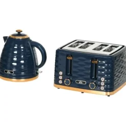 Brødristere, Raclettegrills Og Sandwichtoastere>2-i-1 brødrister og kedelsæt, 7 ristetilstande, optøning og genopvarmning, blå