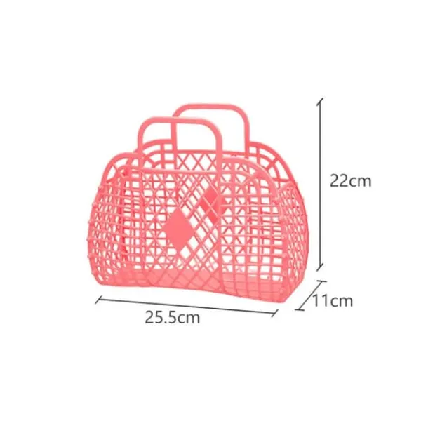 Ihålig förvaringskorg Plast Återanvändbar Bärbar hopfällbar väska för stranden Hemmet Shopping Leksaker Kläder Röd 250x110x220 mm/9.84x4.33x8.66in Best