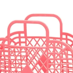 Ihålig förvaringskorg Plast Återanvändbar Bärbar hopfällbar väska för stranden Hemmet Shopping Leksaker Kläder Röd 250x110x220 mm/9.84x4.33x8.66in Best