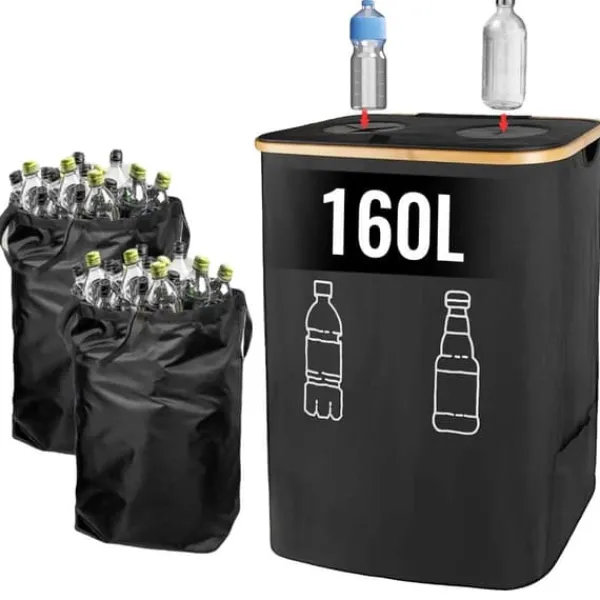 Affaldssorteringsspande>Indbetalingsflaskeindsamler, Stor Kapacitet, Nem Vedligeholdelse,Sort